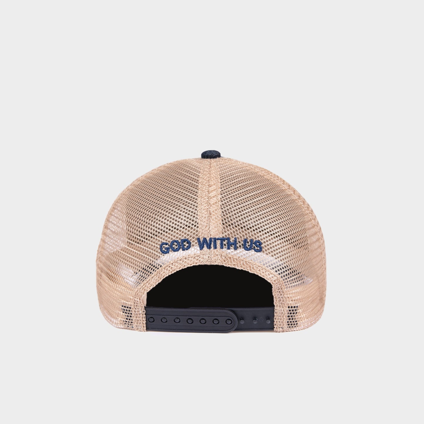 BE STILL VINTAGE DENIM TRUCKER HAT